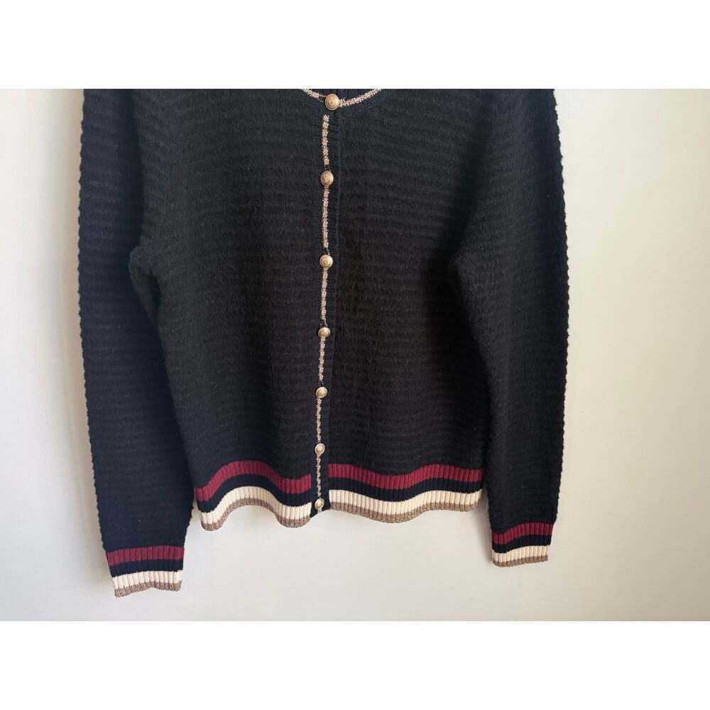L'Agence Archer Metallic Tipped Long Sleeve Knit Cardigan Sweater Black Womens L - Picture 6 of 10